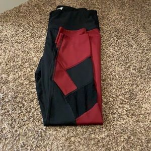Red and black Capri leggings